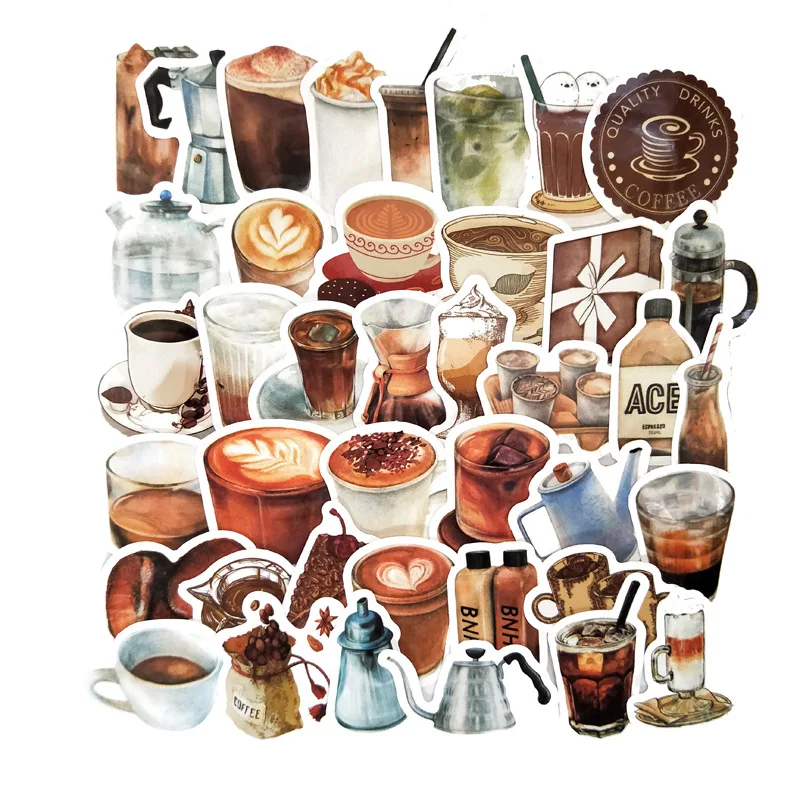 

40Pcs 2-3CM Hand Account Coffee Drink Stickers For Suitcase Skateboard Laptop Luggage Fridge Phone DIY Decal Sticker