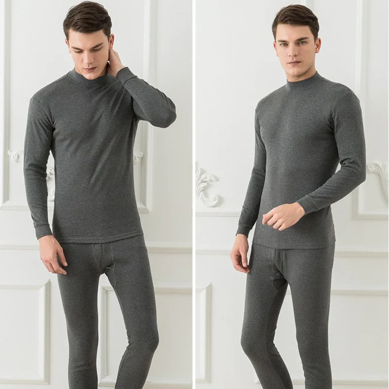 Men Thermal Underwear Set Cotton Long Johns Mens Autumn Winter Thermal Long Sleeve Tops+Pants 2Pcs/Set Keep Warm Thermo Clothing