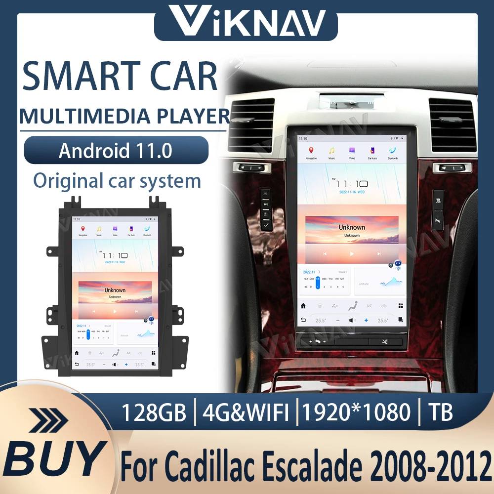 

Автомобильный радиоприемник Android11 для Cadillac Escalade 2008-2012, сенсорный экран, Carplay, GPS-навигация, мультимедийный стерео плеер, головное устройство