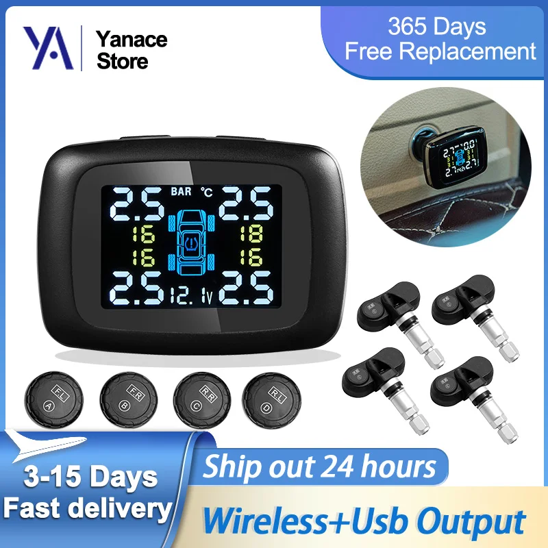 

Система контроля давления в шинах Yanace TPMS, умная беспроводная система с 4-мя датчиками, тип колесных данных