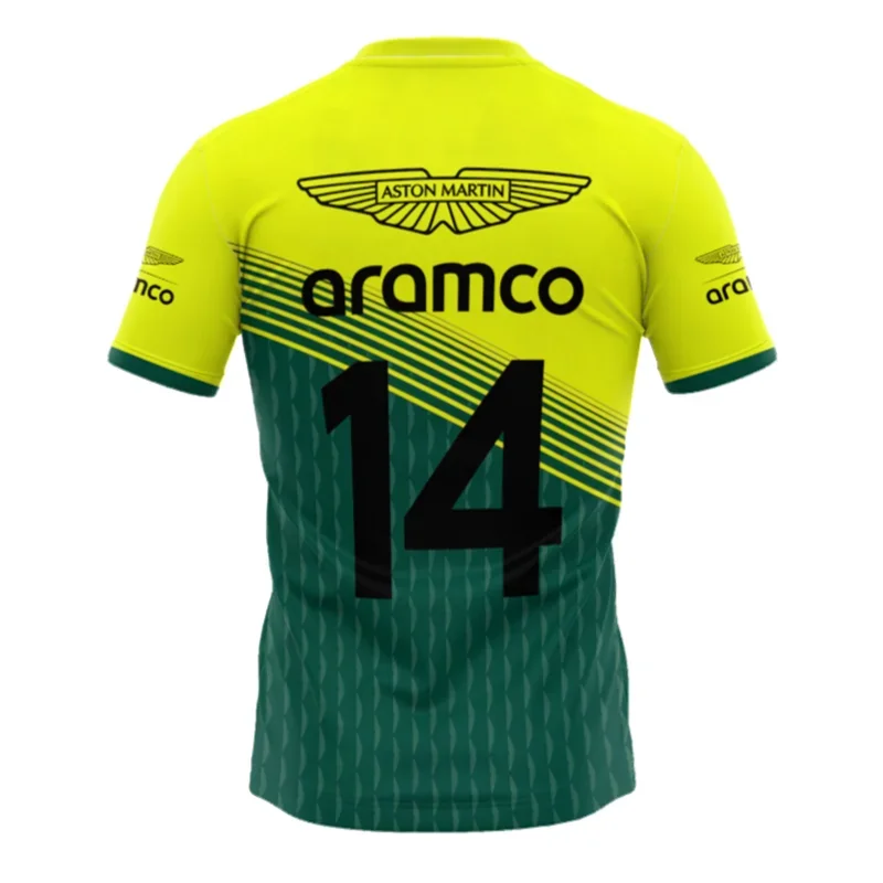 Фото Футболка Aston Martin Alonso 14 Fans Racing Team, летняя мужская футболка с коротким рукавом, новинка 2026 года, модная мужская одежда №5