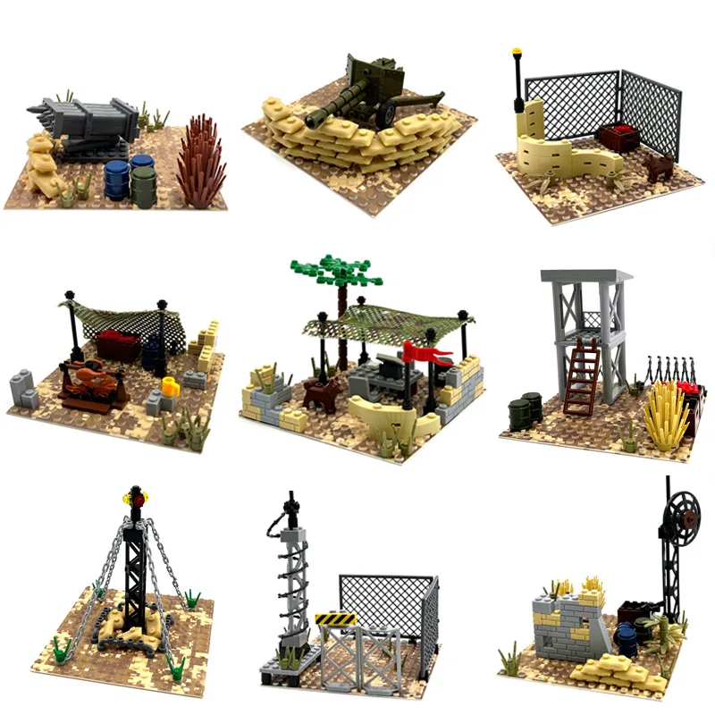 

MOC Desert Military Scene Sentry Command Battalion DIY Assembling Small Particle Building Blocks War Scene Kid Toy Gift