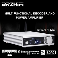 brzhifi m6 hifi stereo ldac bluetooth 5 0 ma12070 power amplifier with active subwoofer headphone amp usboptcoax dac decoder