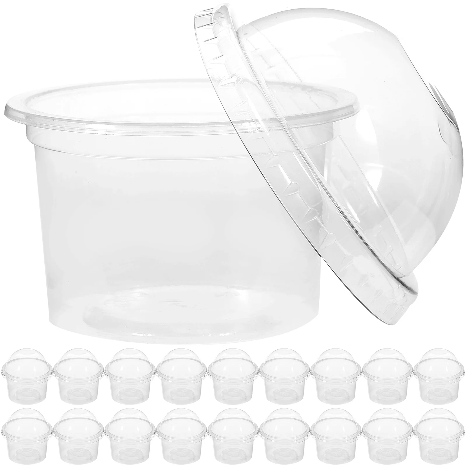 

100pcs Dessert Cups with Lids Disposable Pudding Cups Plastic Disposable Cups for Soup Sundaes Ice Cream