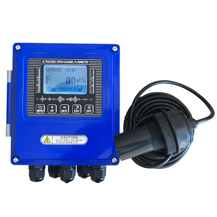 

4 20ma rs485 open channel ultrasonic flow meter flowmeter transmitter sensor for sewage water wall mount split type