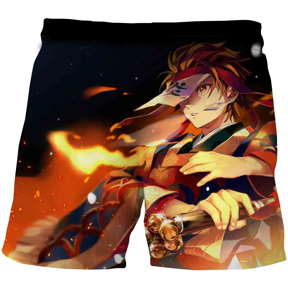 

New Anime Demon Killer Shorts C3D Printed Animated Beach Pants For Men And Women Comfortable Summer Relaxed Sports Beach Pants