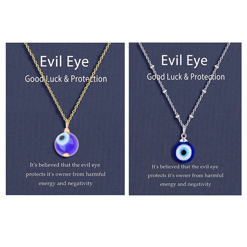 

41XC Evil Eye Necklace for Women Men Blue Turkish Golden/Silver Chain Evil Eye Necklace Lucky Protection Necklace
