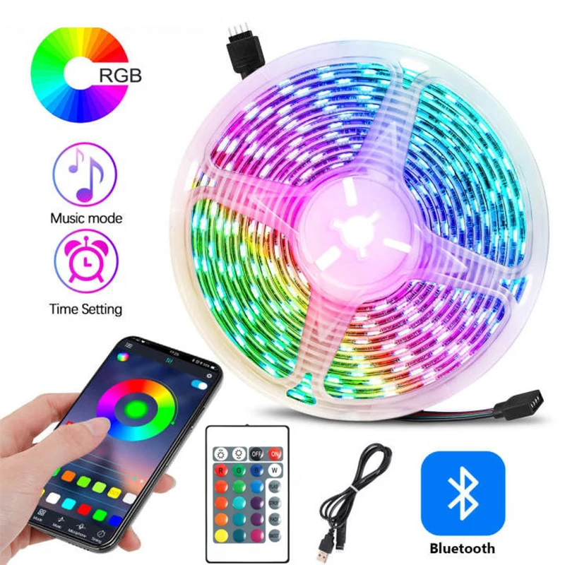 

1M-30M LED Strip Light USB Dream Color 2835 RGB Bluetooth 5V Flexible Lamp Tapa Ribbon TV Desktop Screen BackLight Diode Tape