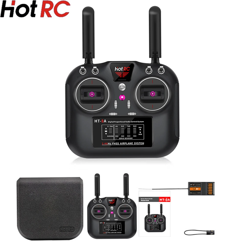 

Hotrc HT-8A 2.4G 8CH RC Transmitter FHSS & 6CH Receiver With Box For FPV Drone Rc Airplane Rc Car Rc Boat