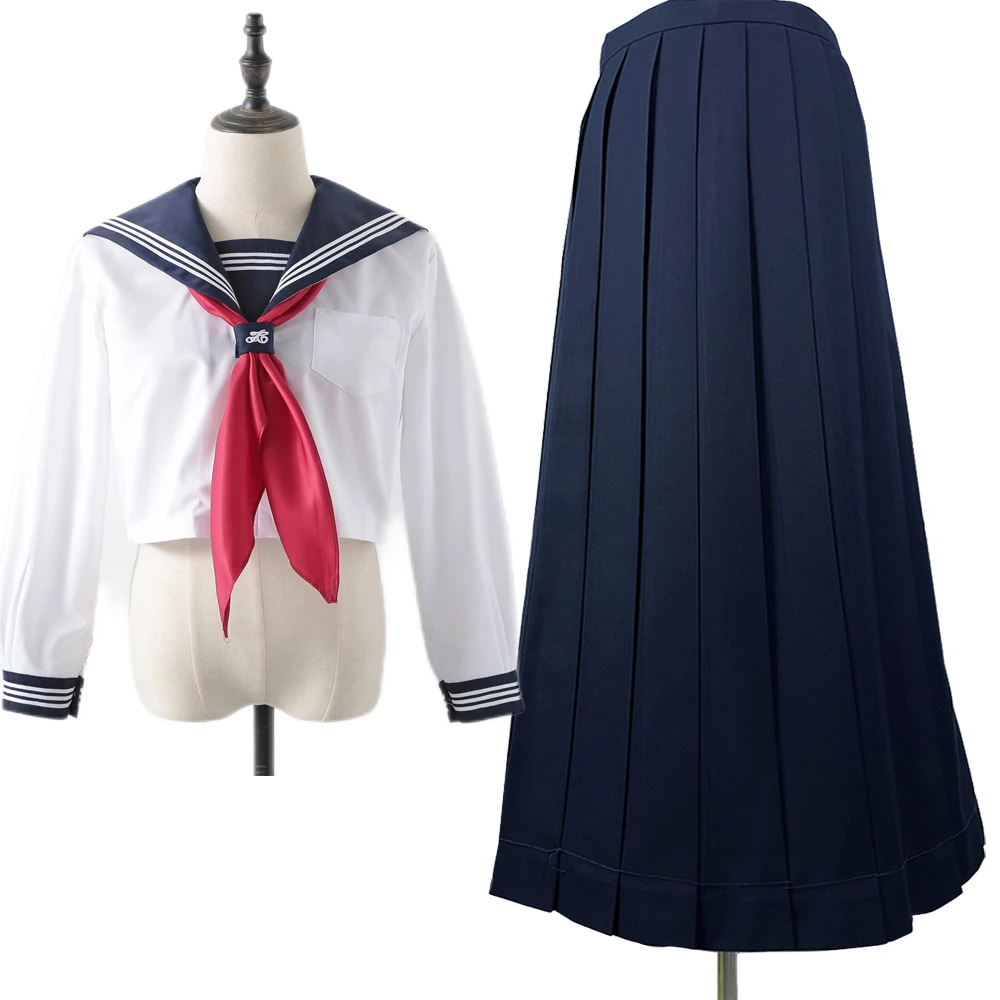 

School Girls Navy Blue Sailor Suits JK Pleated Skirt 80CM Spring Autumn Skirt Female High Waist JK Uniform Skirt Japanese Sets