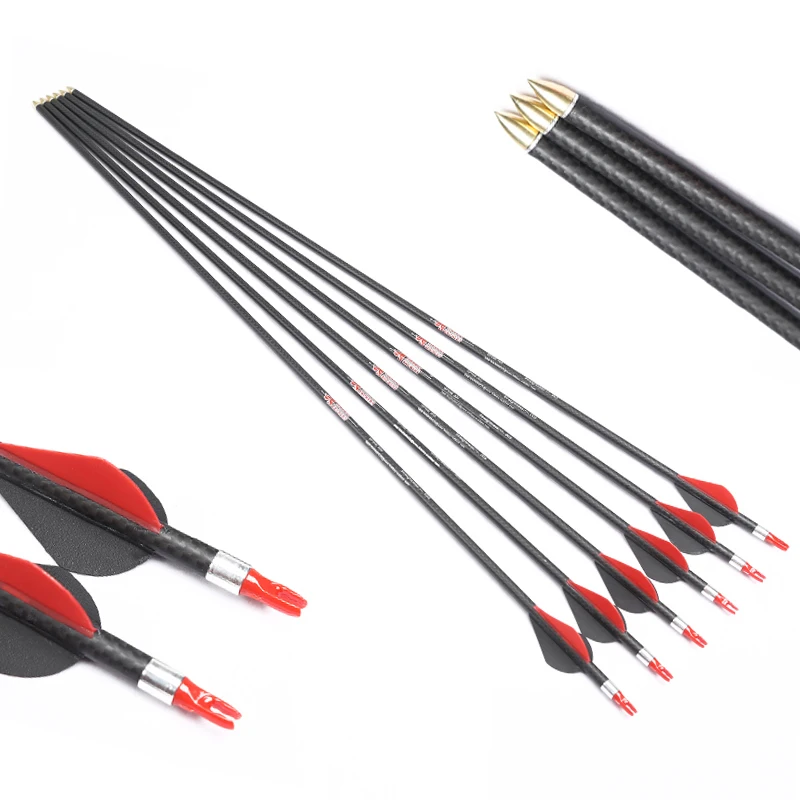 

Archery Pure Carbon Arrows 3k Weave ID6.2mm Spine250-800 32inch Arrow Accessories Compound Traditional Recurve Bow Hunting 6pcs