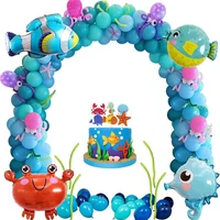 ocean theme birthday party decoration cartoon octopus pufferfish sea animals balloons arch kit kids boy baby shower party decor
