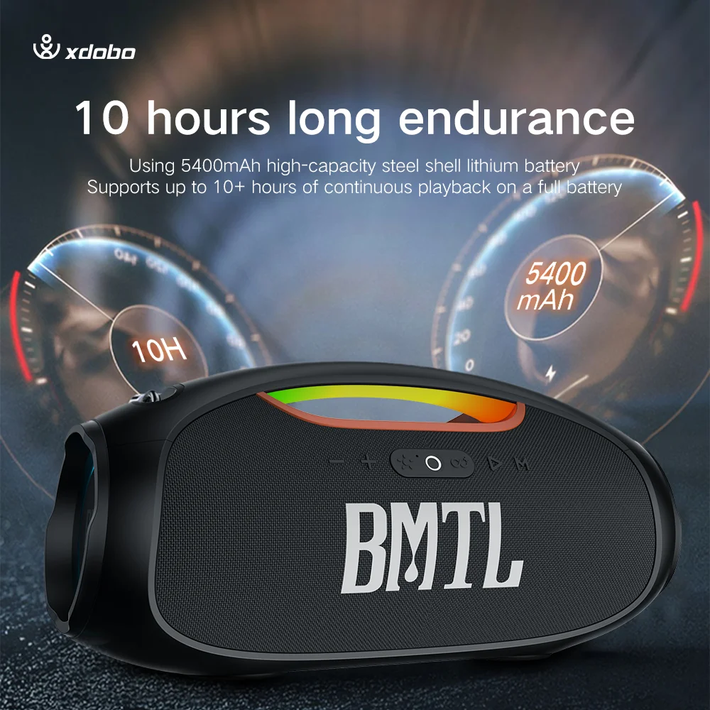 Фото Xdobo BMTL 100W RGB LED водонепроницаемая беспроводная колонка с сабвуфером, с длительным временем работы от батареи, портативная, для использования с компьютером. №5