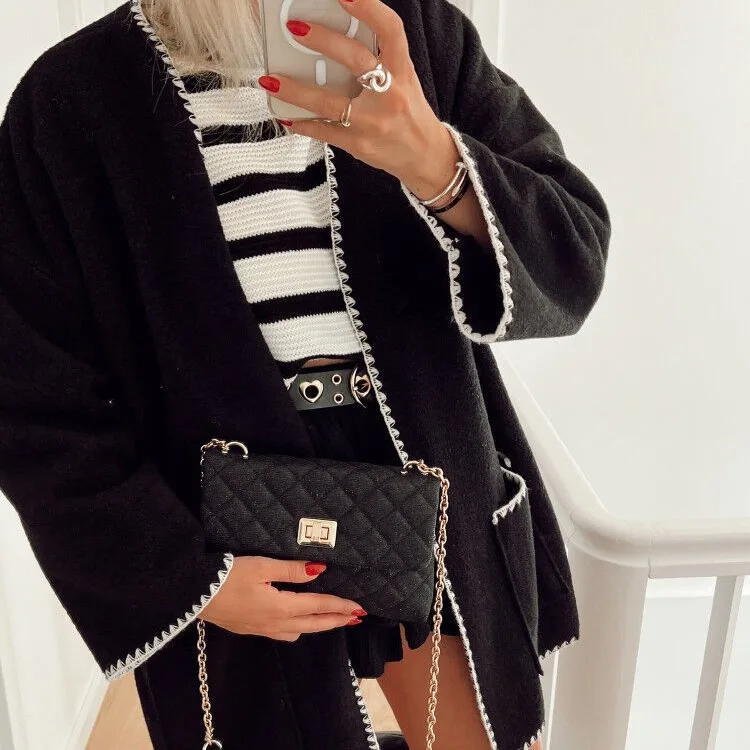 GY24216 модное контрастное шерстяное пальто новый продукт для осени и зимы 2024