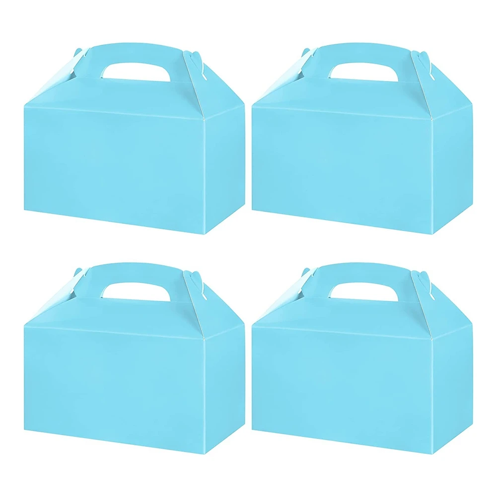 Es White, Candy Boxes Party Favors With Handle Paper Cookie Gift Bags Gable Boxes Blue