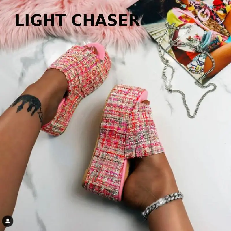 Summer Thick-soled Slippers Wedge-heeled Fish Mouth Slippers Women's High-heeled Sandals And Slippers Casual Outdoor Slippers 43