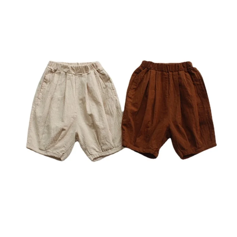 

New Summer Cotton Shorts For Boys Girls Kids Harem Baby Boy Short Pants Pure Color Pockets Kids Beach Short Sports Pants CL997