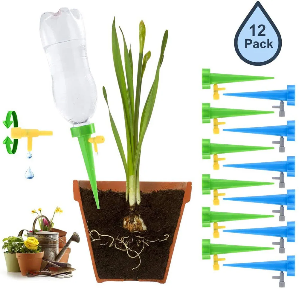 

12pcs Drip Irrigation System Plant Waterers DIY Automatic Drip Water Spikes Taper Watering Plants Houseplant Spike Dripper