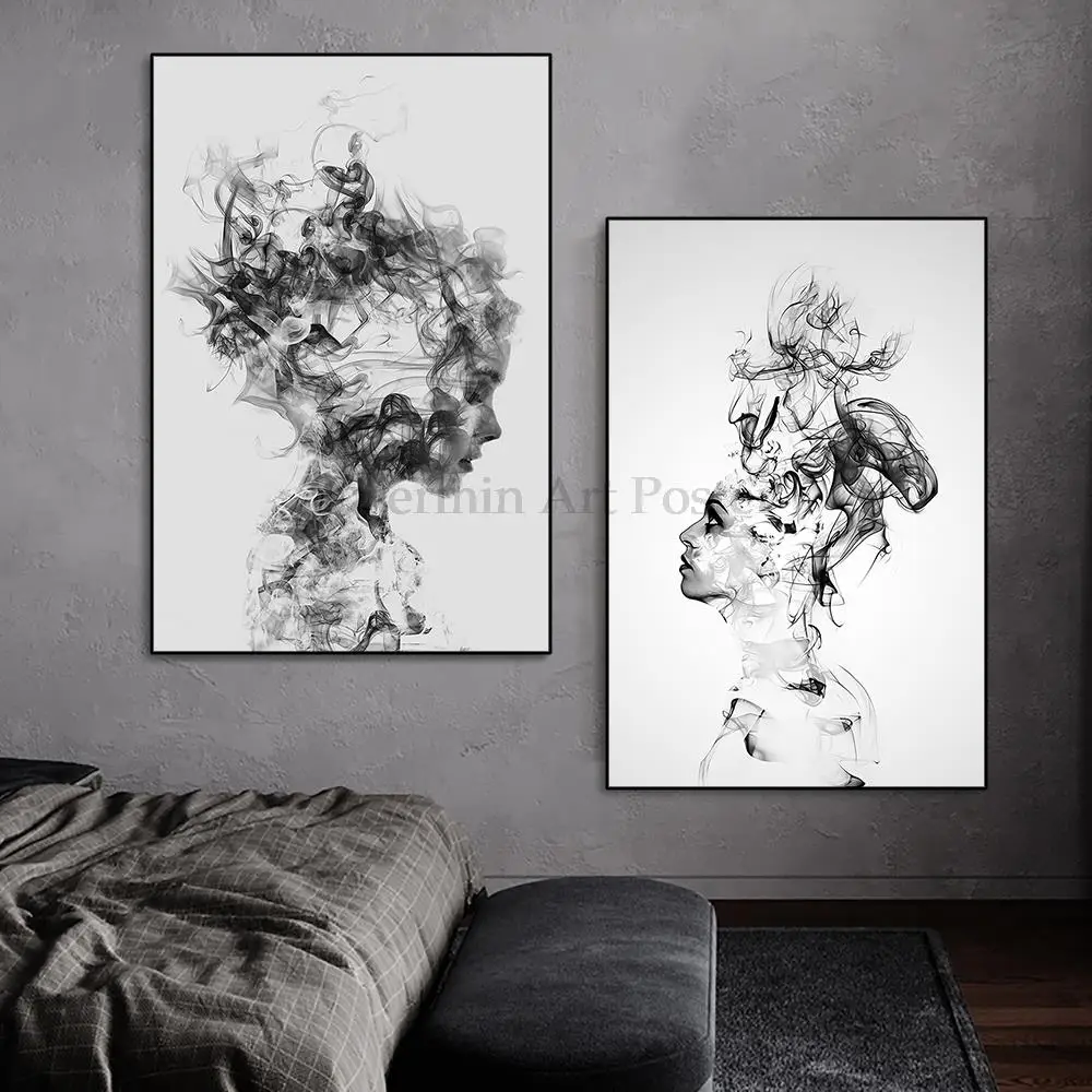 Modern Figures Smoke Abstract Canvas Interior Paintings Prints Nordic Minimalist Personalized Wall Posters Pictures Home Decor - купить по