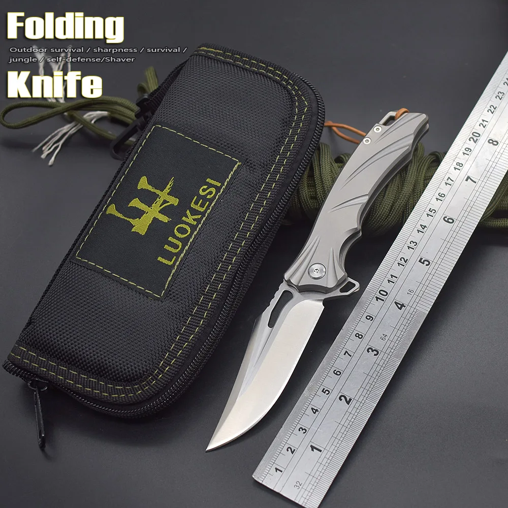 

M390 Blade Titanium Alloy Handle Ball Bearing Pocket Folding Knife Camping Hunting Self-Defense Jungle Life-Saving Tools Outdoor