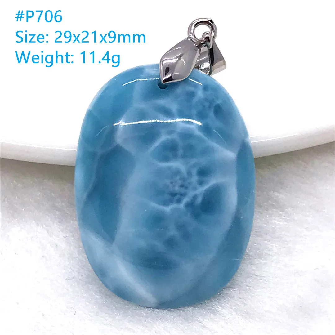 

Top Natural Blue Larimar Pendant Jewelry For Women Man Love Luck Gift Crystal Stone Beads Silver Dominica Rare Gemstone AAAAA