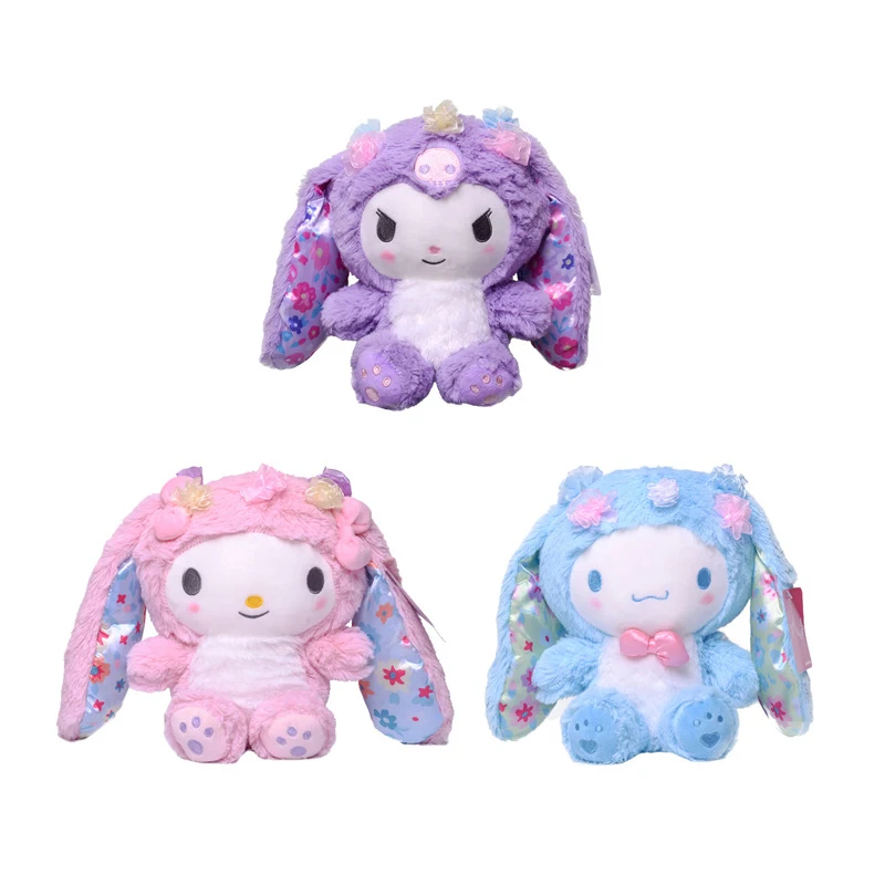 

Аниме Sanrios Пасхальная серия Kuromi Melody Cinnamorol кролик с длинными ушками милая мягкая плюшевая кукла и искусственная игрушка для девочек подарок