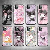 hello kitty kuromi my melody phone case tempered glass for iphone 13 12 11 pro mini xr xs max 8 x 7 6s 6 plus se 2020 cover