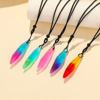 resin transparent glass dried flower necklace wax rope women blue sky white cloud aurora pendant necklace jewelry for girls gift