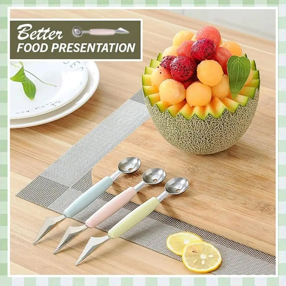 

Kitchen Accessories Dual-head Steel Carving Knife Fruit Watermelon Ice Cream Baller Scoop Stacks Spoon Home gadgets