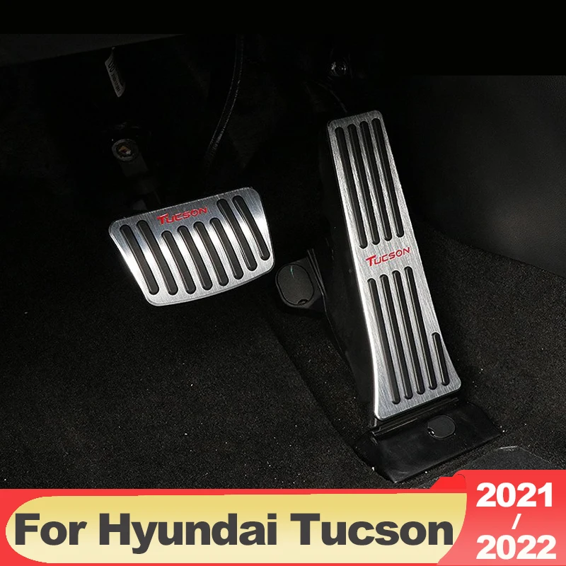 

For Hyundai Tucson NX4 2021 2022 2023 Aluminum Car Foot Rest Pedal Fuel Accelerator Brake Pedals Cover Non-slip Pad Accessories