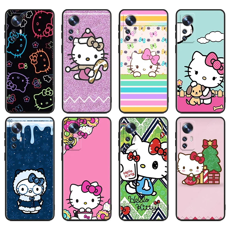 

Anime Cute HelloKitty Phone Case For Xiaomi Mi 13 10S 10 9T 9SE 8 Mix Play A3 A2 A1 CC9E Note 10 Lite Pro Black Cover