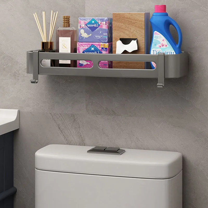 Угловая душевая полка серого цвета для ванной комнаты алюминиевая настенная