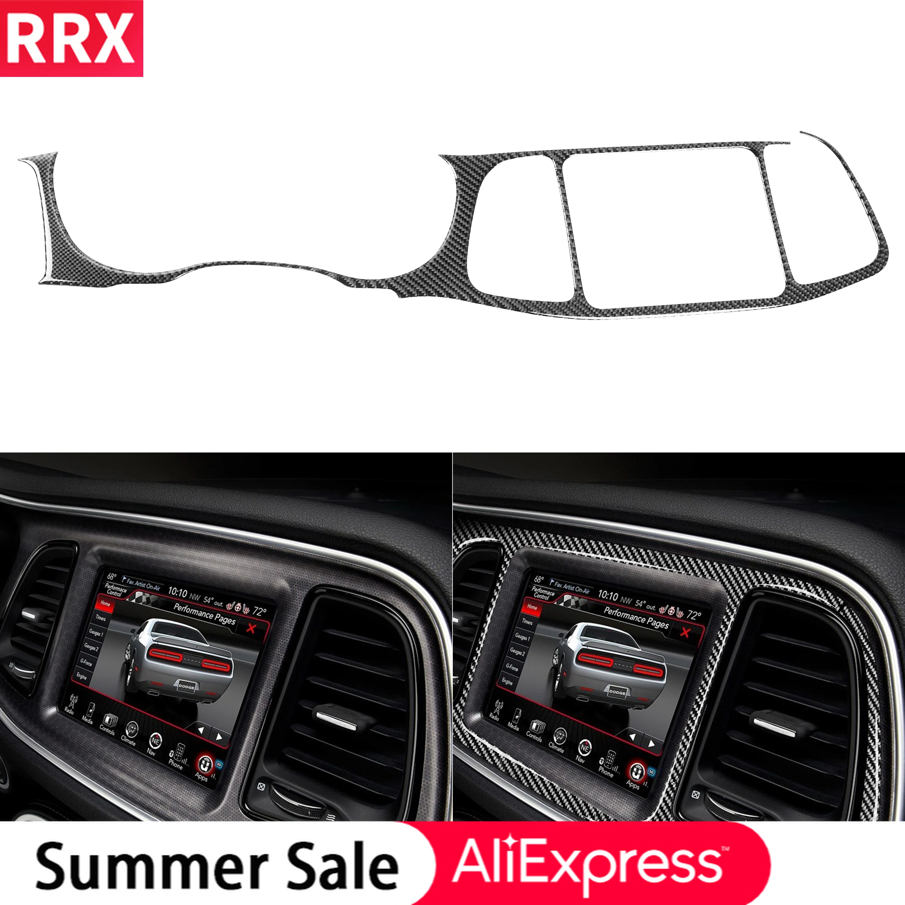 

RRX for Dodge Challenger 2015+ Interior Trim Carbon Fiber Speedometer Central Air Outlet Dashboard Cover Sticker Car Accessories