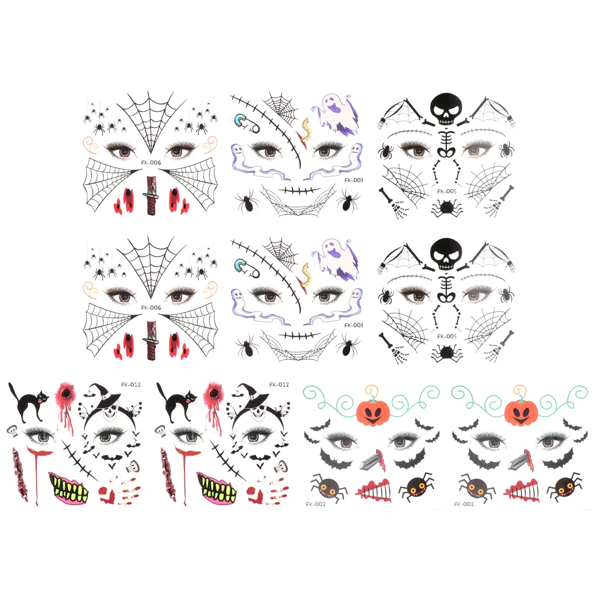 

10 Sheets Kids Face Decors Stickers Decals