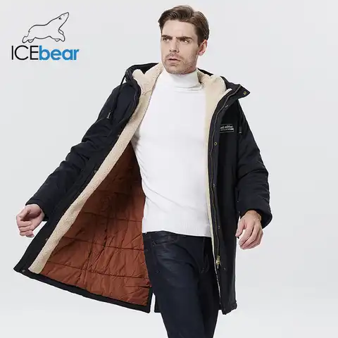 ICEbear 2022 Новая мужская зимняя куртка Стильное пальто Ветрозащитная и теплая мужская брендовая одежда Парка Средней длины Повседневное хлопч...