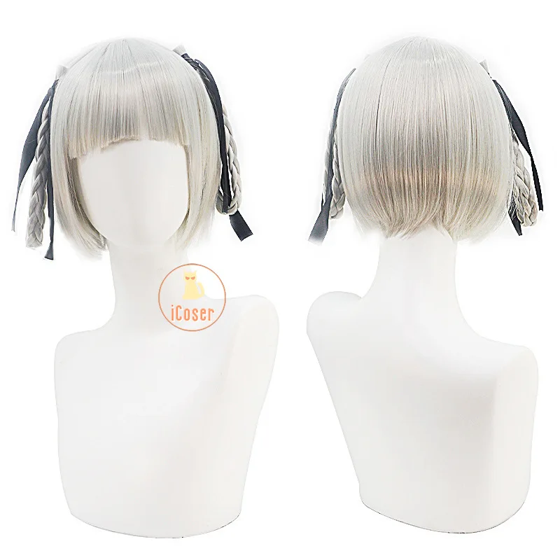 Парик для косплея аниме Kakegurui Twin Momobami Kirari с белыми волосами две длинные косички