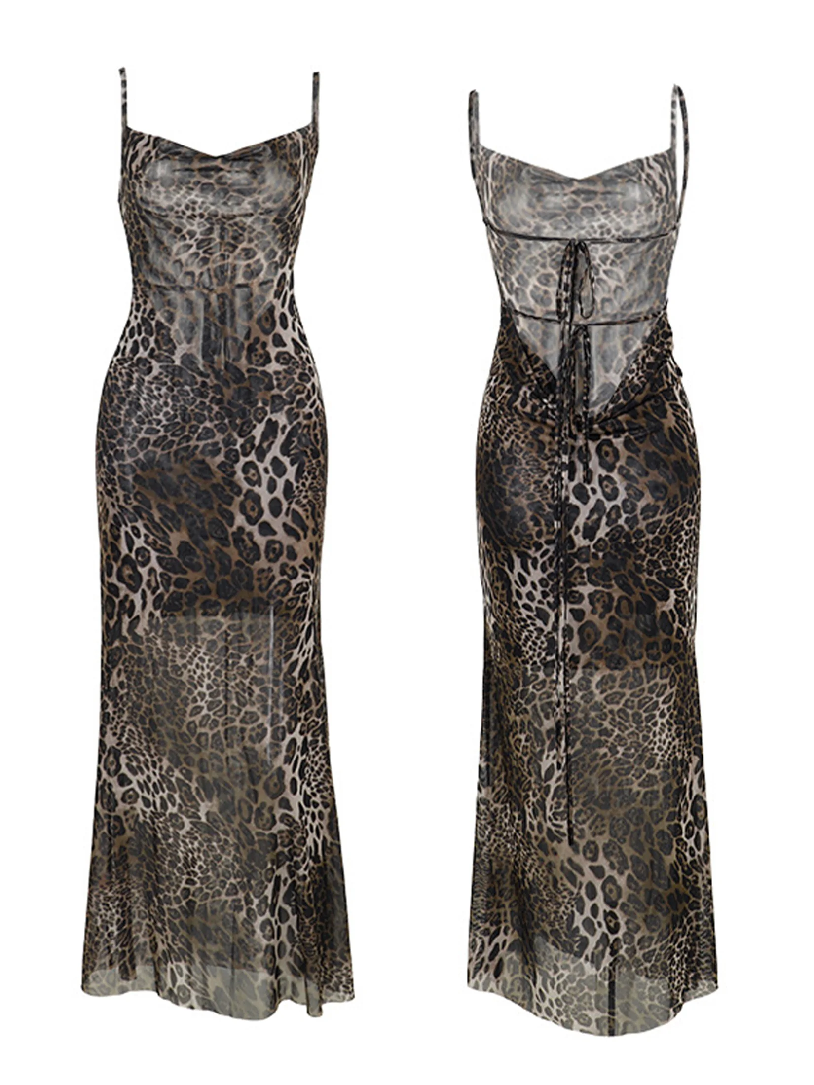 Лето 2024 сексуальный длинный сарафан на бретельках с леопардовым принтом платье