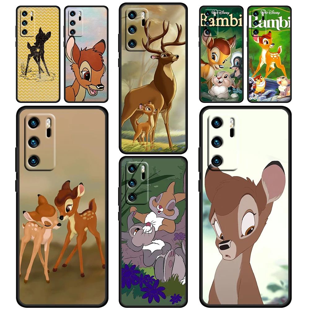 

Disney Bambi Cartoon Case For Huawei P50 P40 P30 P20 Lite 5G Nova Y70 Plus 9 SE Pro Y9S Soft Black Phone Cover Shell Core Capa