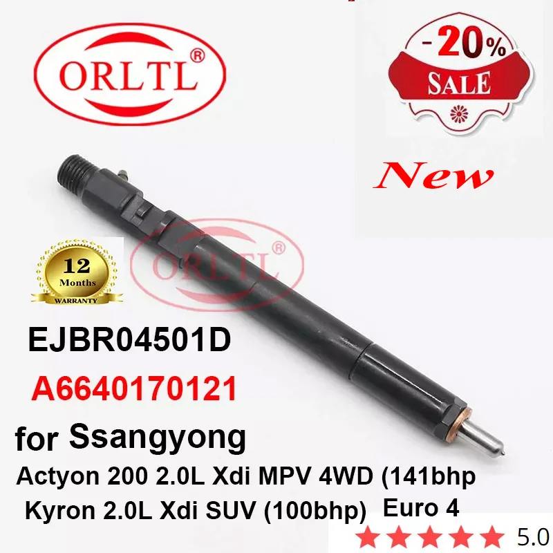 

Genuine Fuel Injector EJBR04501D A6640170121 for Ssangyong Euro 4 Actyon 200 2.0L Xdi MPV 4WD (141bhp) Kyron 2.0L Xdi SUV