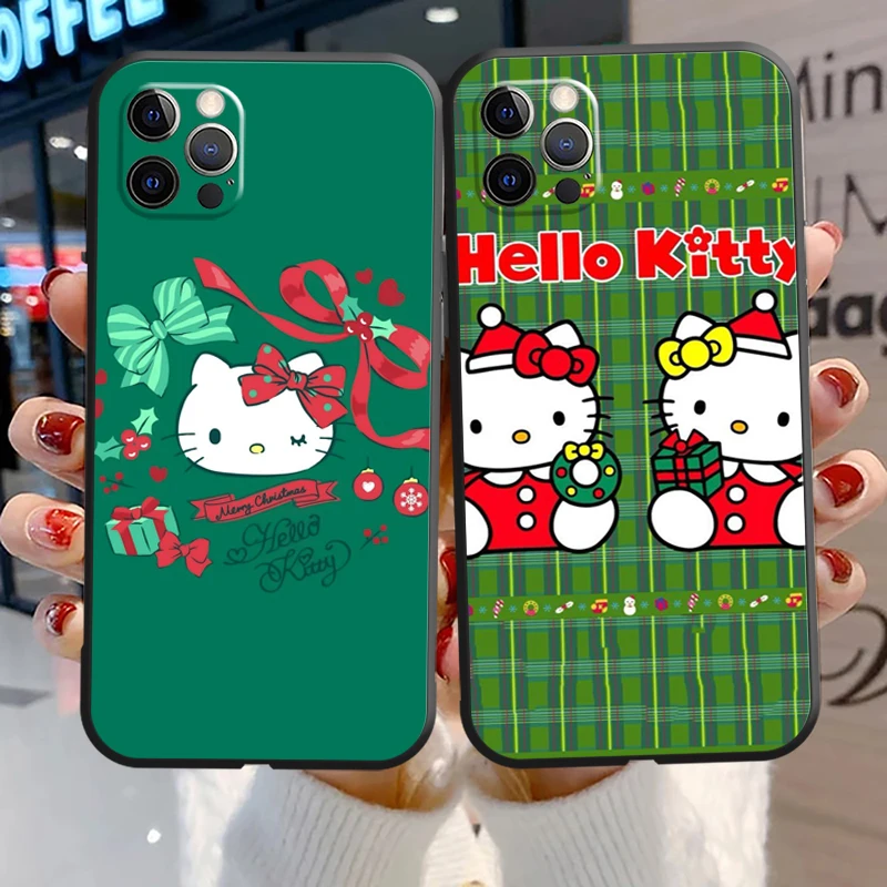 

Christmas Hello Kitty Phone Cases For iPhone 11 12 Pro MAX 6S 7 8 Plus XS MAX 12 13 Mini X XR SE 2020 Soft TPU Carcasa Funda