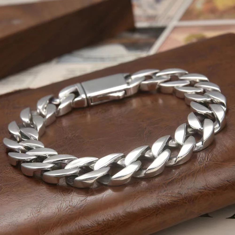 Браслет мужской из серебра 13 мм 20 см/18 см