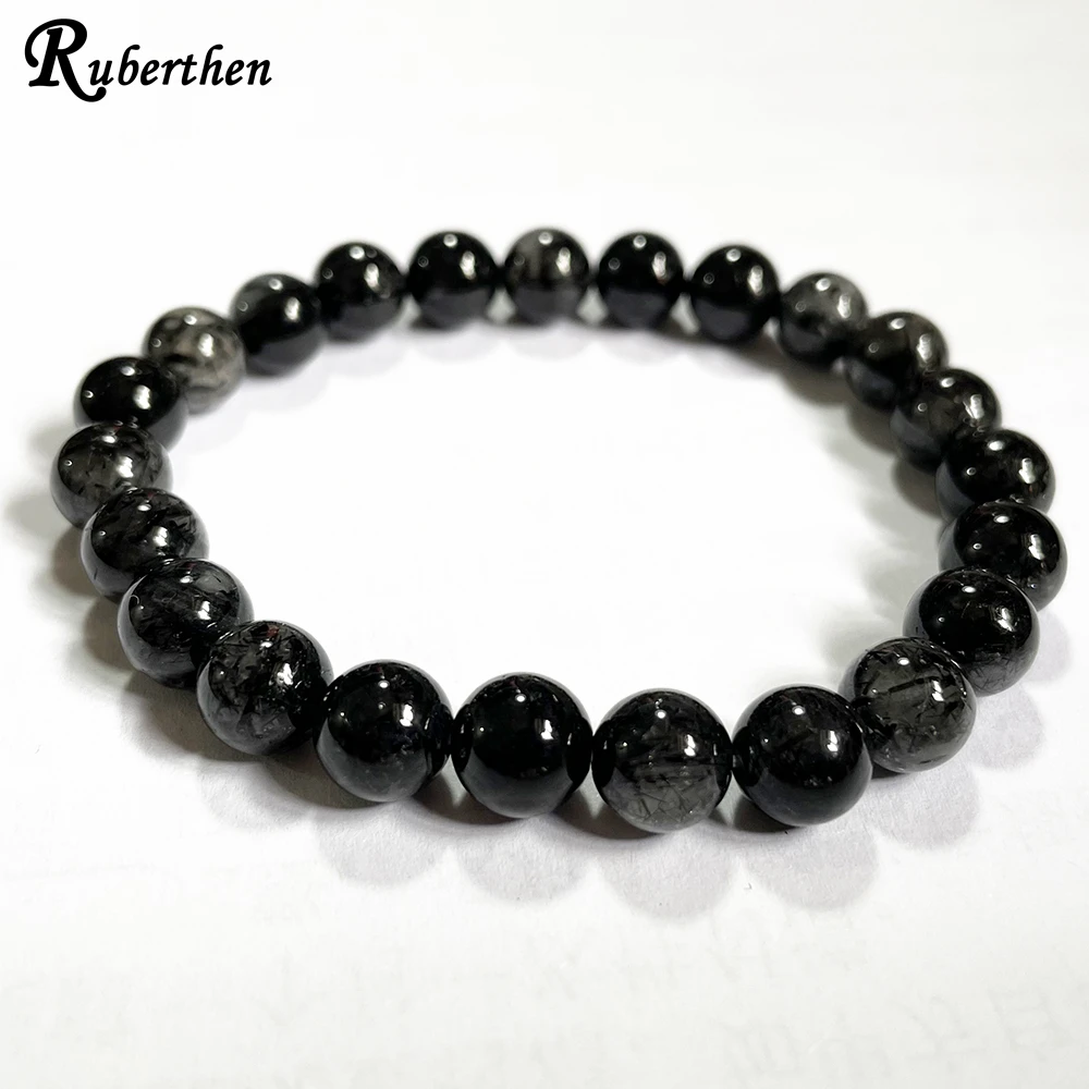 Ruberthen новый дизайн 8 мм темный рутилированный кварцевый браслет женский
