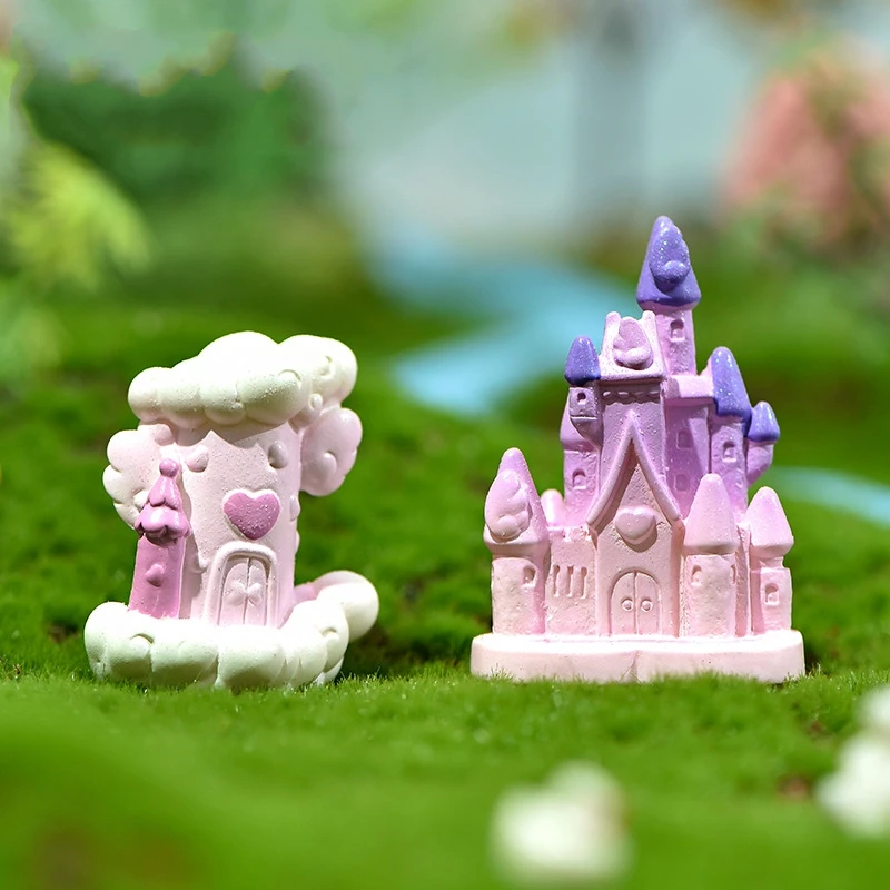 Феерический замок Мини-Миниатюрный Декор для тортов Садовый орнамент Горшки для растений Обереги Домик для кукол Гномик Мох Подарок Смола Рукоделие.