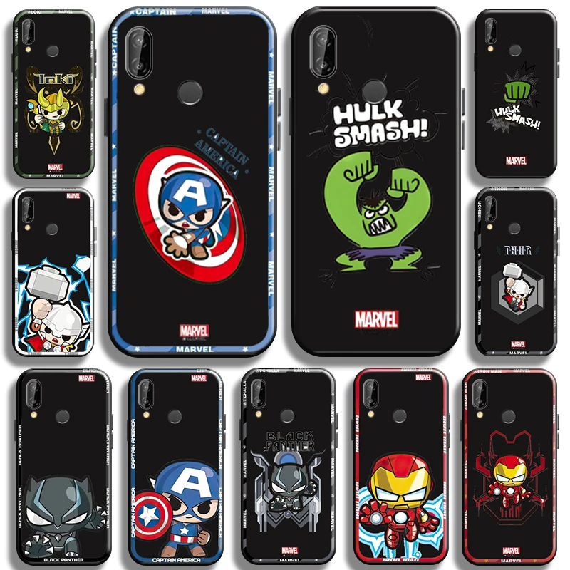 

Cartoon Marvel Avengers Phone Case for Huawei P20 Pro P20 Lite Black Cases Soft Cover Back Carcasa Liquid Silicon