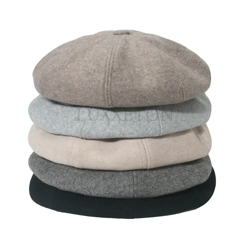 

Wool Beret Women Winter Hat Women's Flat Hat Knitting 100% Cashmere Hat Women Beret Women Painter Hat LUXXETON Casual