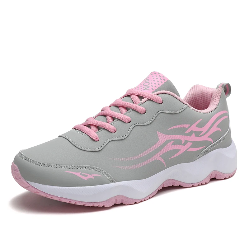 New Casual Sport Women's Flat Shoes Comfortable Leather Breathable Light Women's Sneakers Outdoor Walking Non Slip Womans Shoes