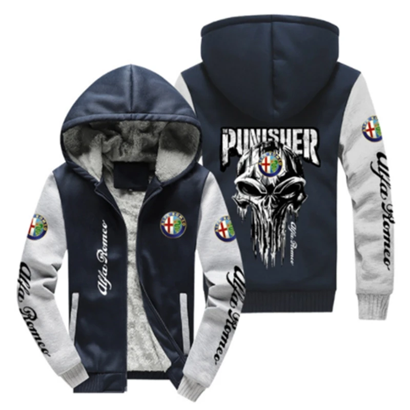 

2023 New winter Alfa Romeo logo Hoodie jacket men's fashion high quality casual wool lined men's sports hoodie