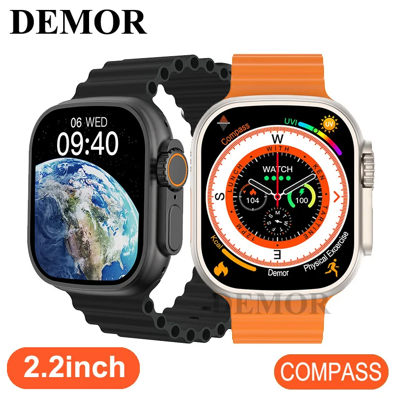 

2023 DEMOR Watch Ultra Smart Watch Series 9 49mm 2.2" Compass Heart Rate Blood Pressure Oxygen Monitor Men Sports IWO Smartwatch