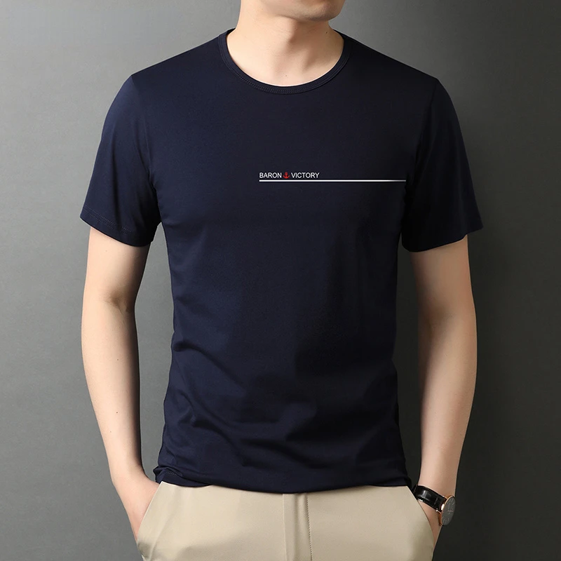 

Футболка мужская с круглым вырезом, брендовая дизайнерская Повседневная Мягкая рубашка из 2022 хлопка, однотонная в Корейском стиле, роскошн...