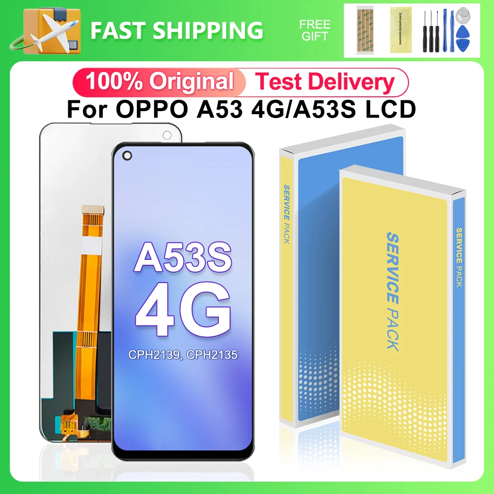 Оригинальный дисплей 6,5 дюйма для Oppo A53S 4G, ЖК-дисплей CPH2139 CPH2135, детали для замены экрана A53 4G